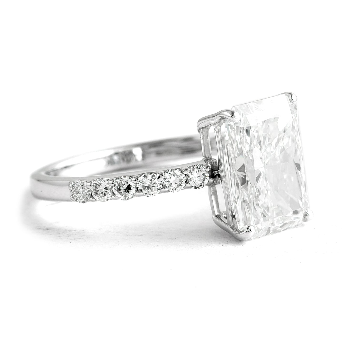 3.19 Ct Cut Cornered Rectangular Modified Brilliant Lab Grown Diamond 14K Gold Ring