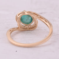1.55 Ct Oval Cabochon Cut Natural Emerald 14K Gold Ring
