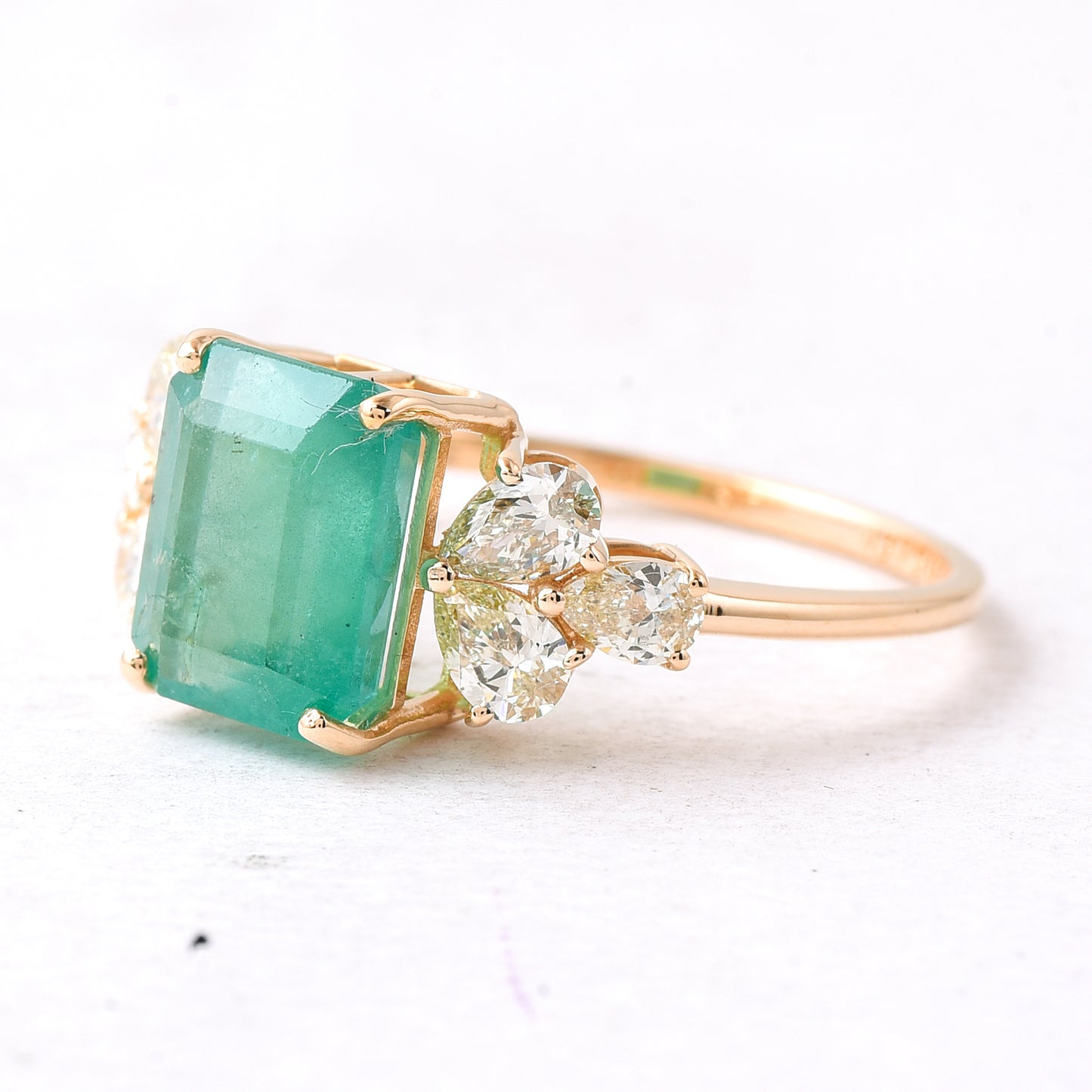 3.25 Ct Octagon Step Cut Natural Emerald 14K Gold Ring