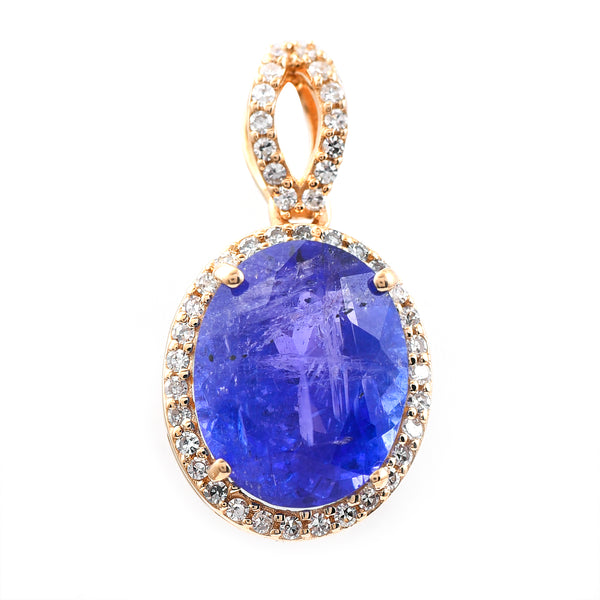 3.24 Ct Oval Mixed Cut Natural Tanzanite 14K Gold Pendant