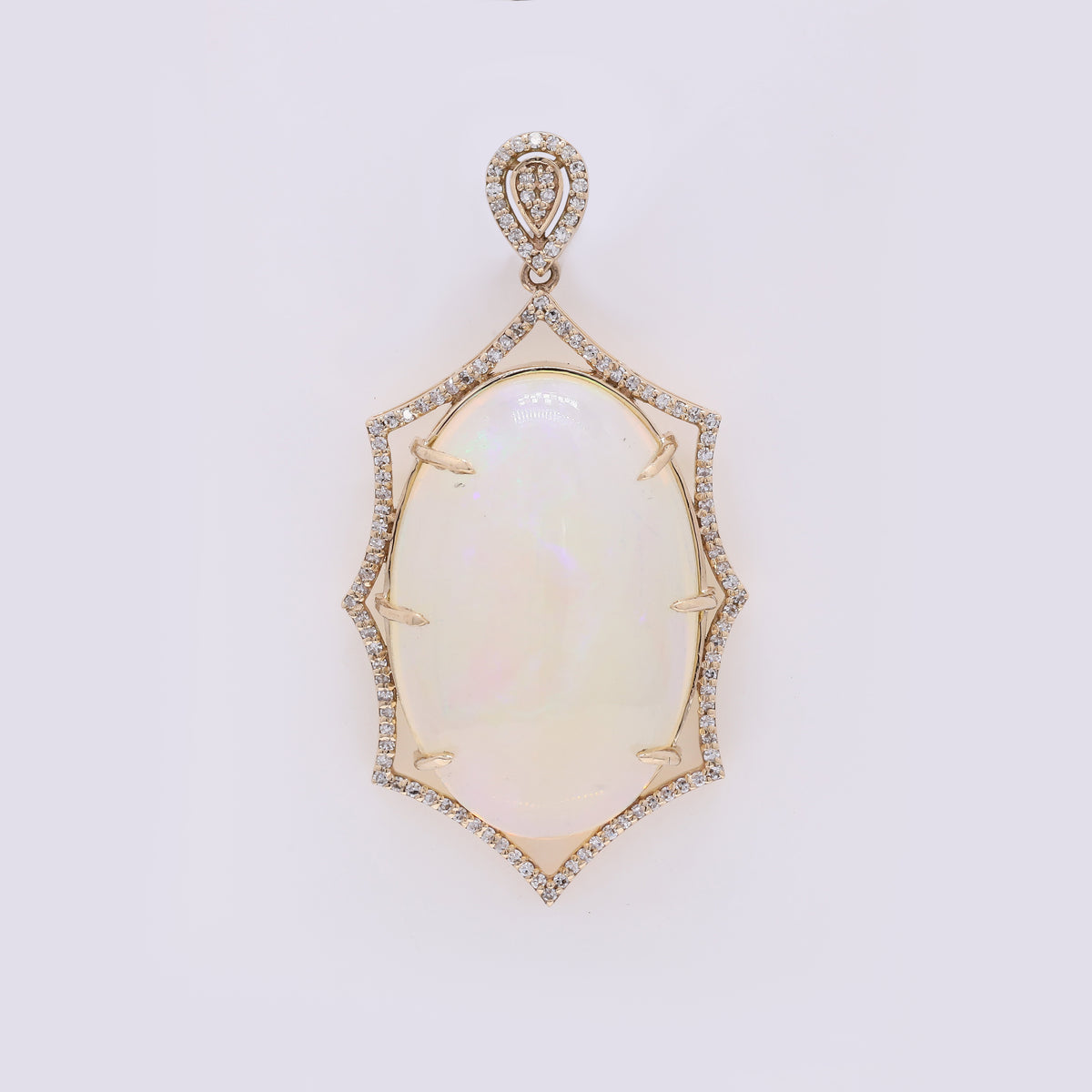 17.42 Ct Oval Cabochon Natural Opal 14K Gold Pendant