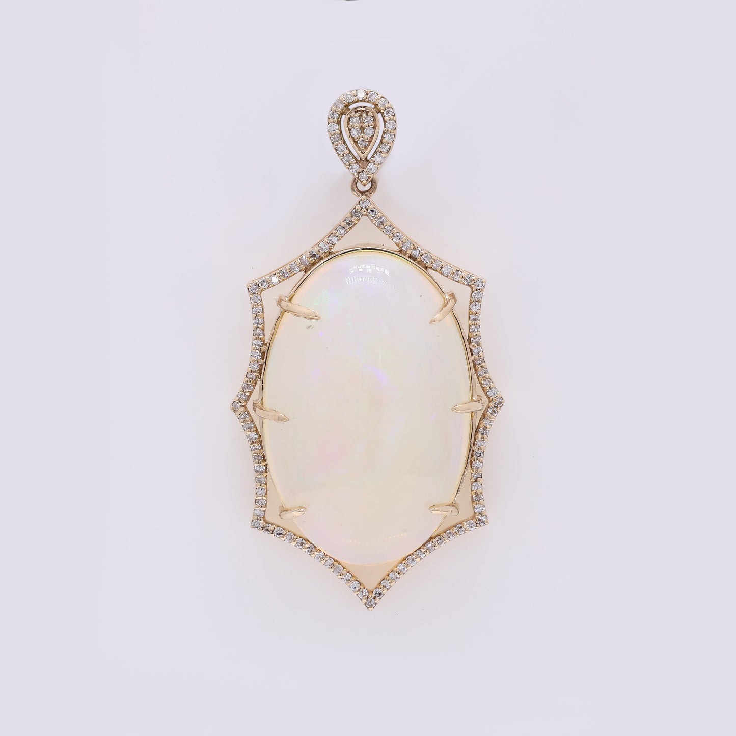 17.42 Ct Oval Cabochon Natural Opal 14K Gold Pendant