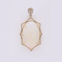 17.42 Ct Oval Cabochon Natural Opal 14K Gold Pendant