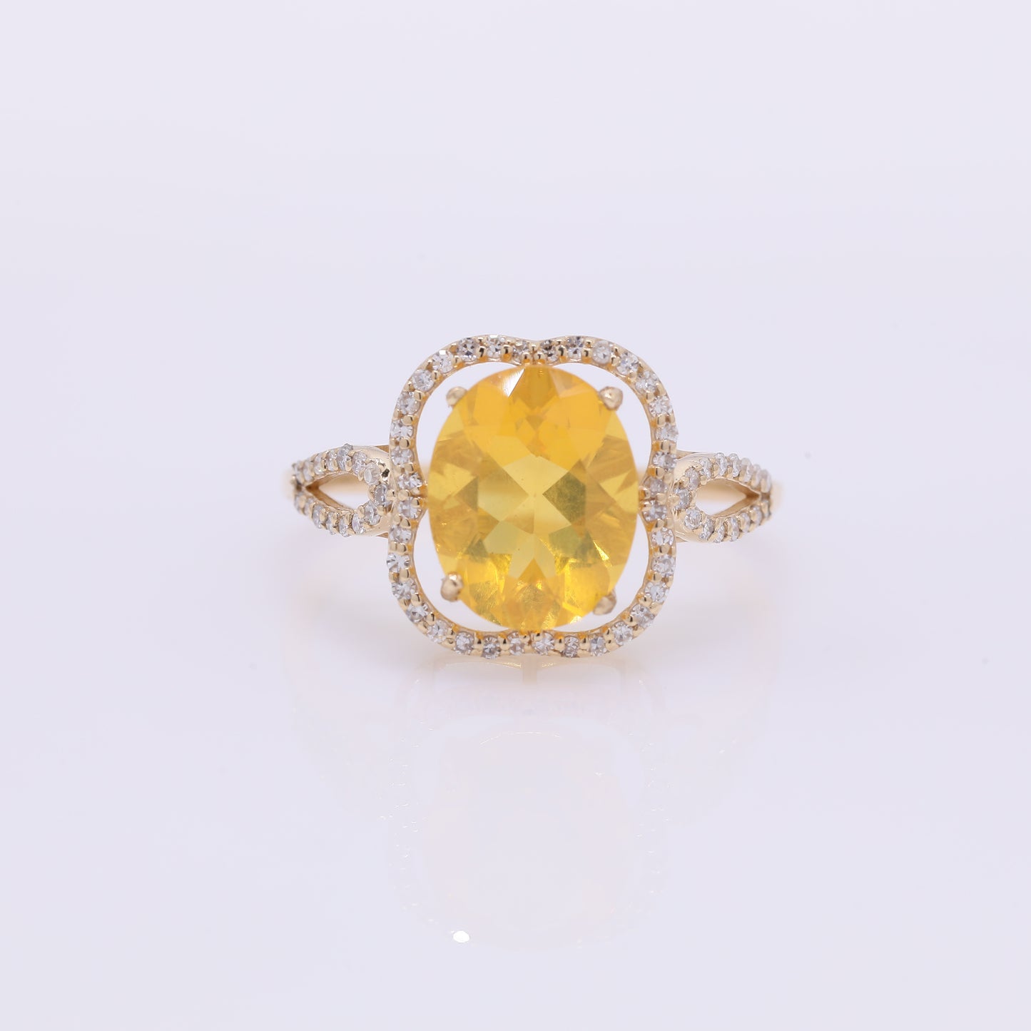 1.83 Ct Oval Mixed Cut Natural Fire Opal 14K Gold Ring