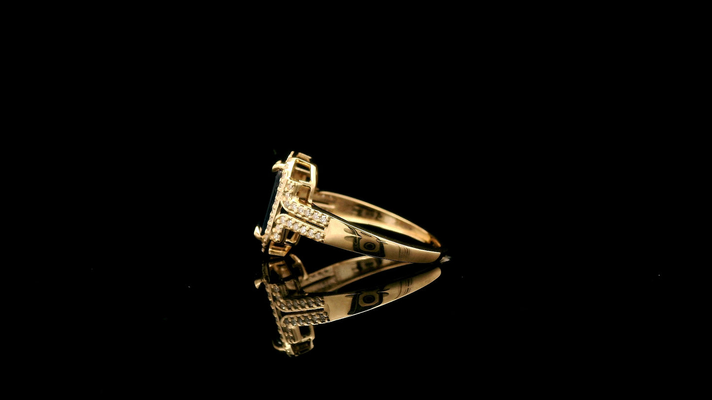 3.01 Ct Octagon Natural Sapphire 14K Gold Ring