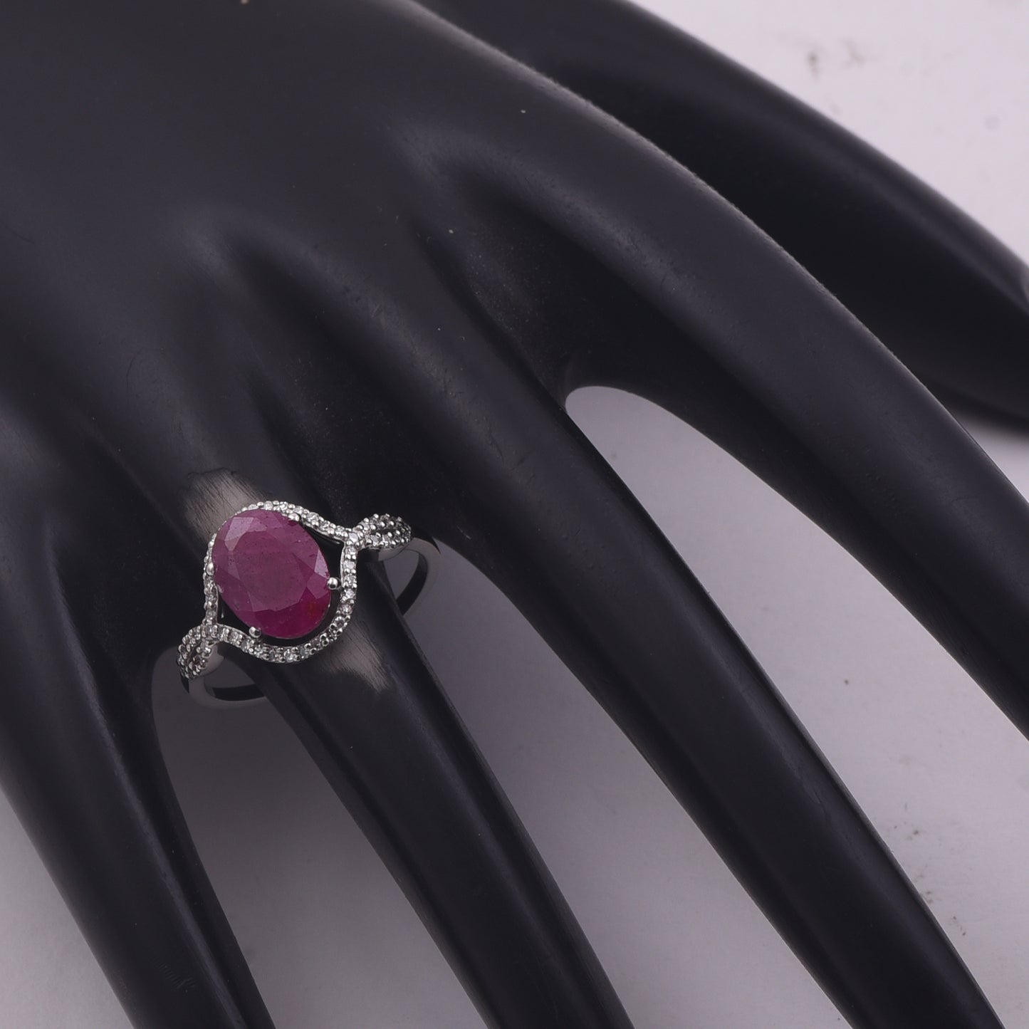 2.05 Ct Oval Mixed Cut Natural Ruby 950 Platinum Ring