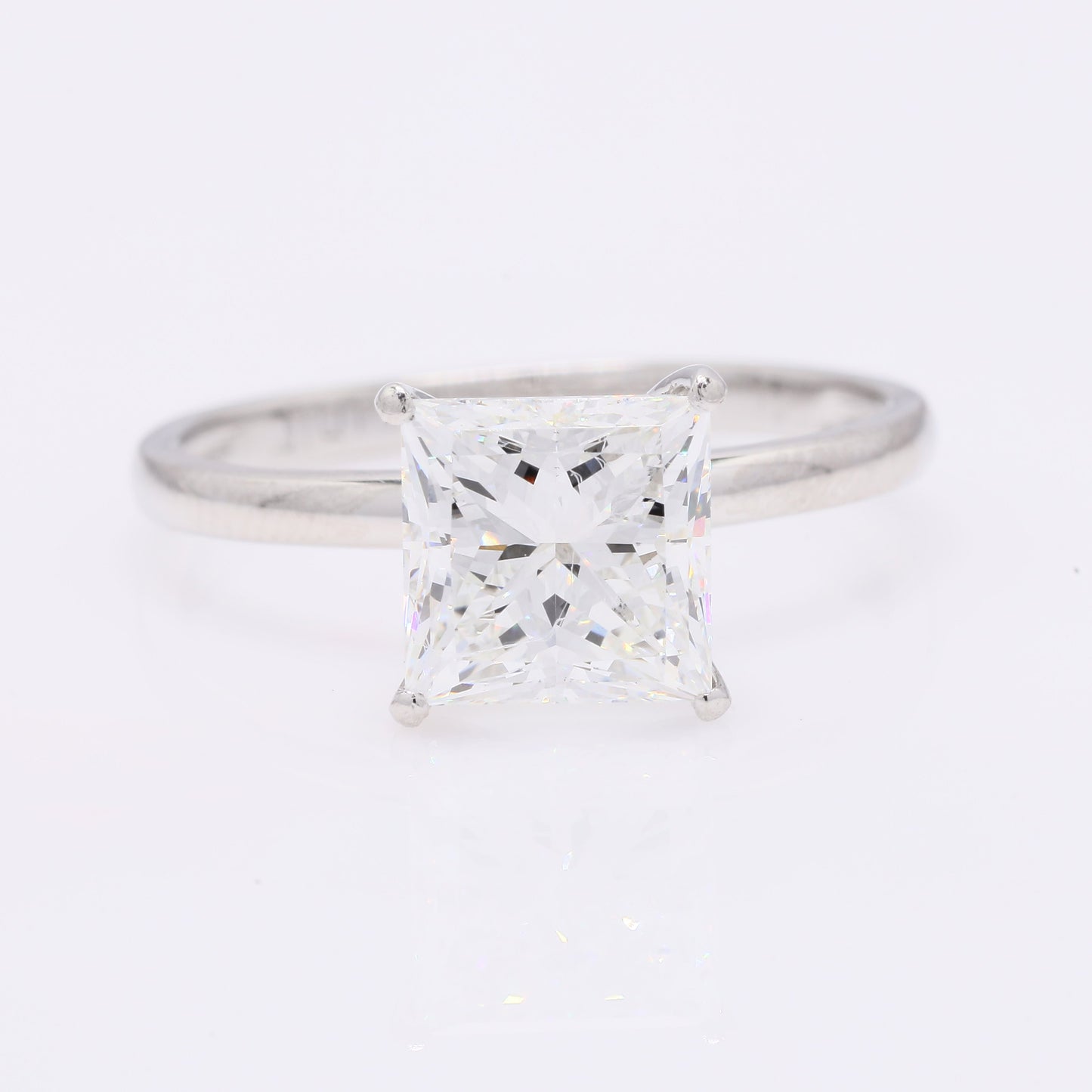 2.45 Ct Princess Cut Lab Grown Diamond 950 Platinum Ring