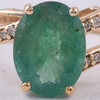 1.73 Ct Oval Natural Emerald 14K Gold Ring
