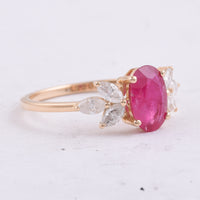 1.65 Ct Oval Natural Ruby 14K Gold Ring