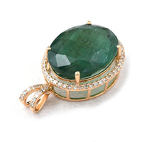 7.94 Ct Oval Mixed Cut Natural Emerald 14K Gold Pendant