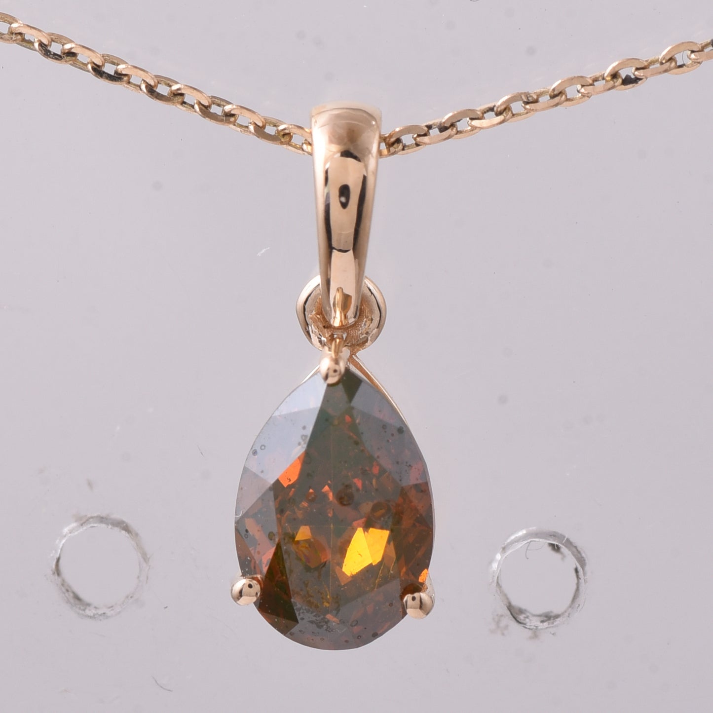 1.02 Ct Pear Red Diamond 14K Gold Pendant