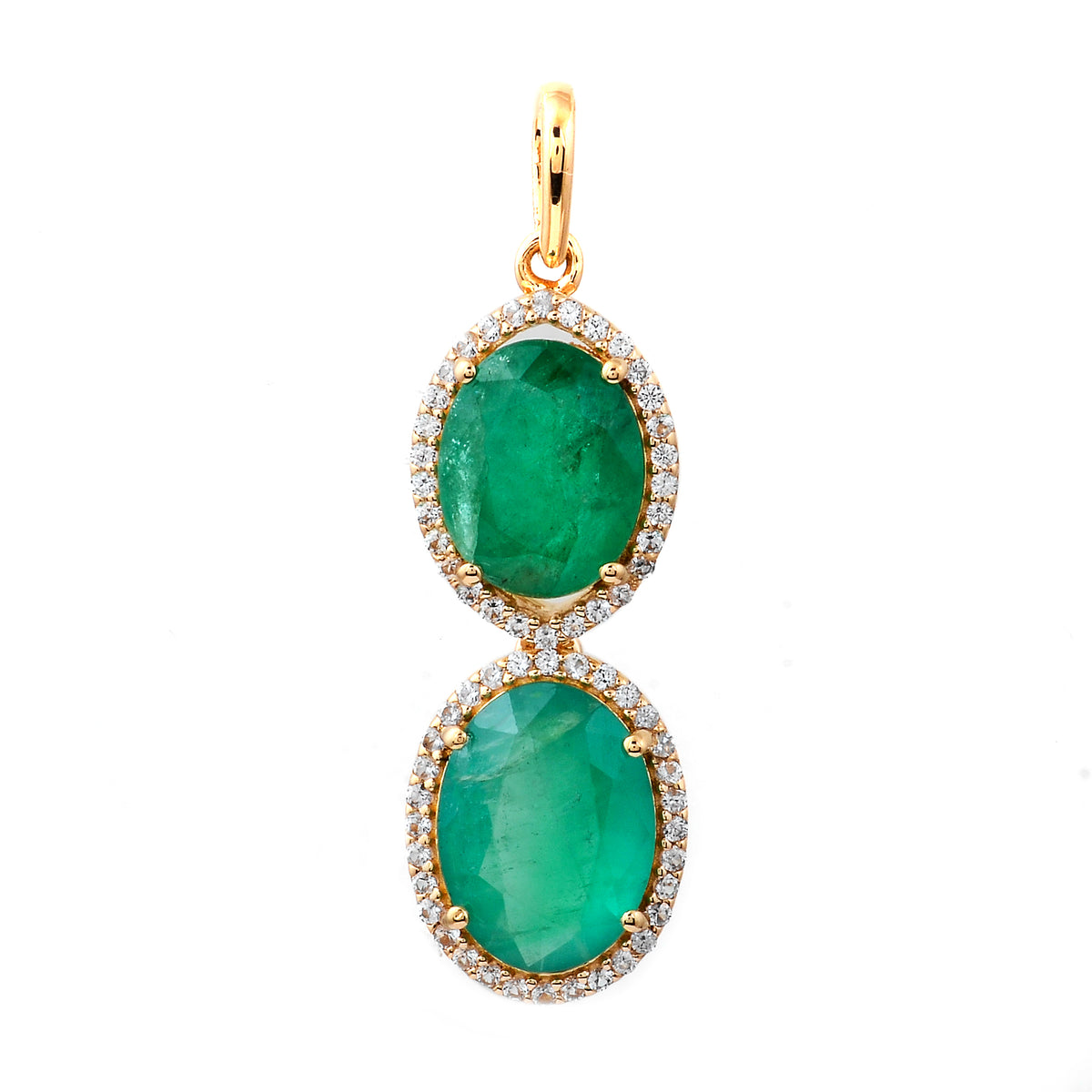 3.81 Ct Oval Mixed Cut Natural Emerald 14K Gold Pendant