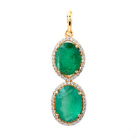 3.81 Ct Oval Mixed Cut Natural Emerald 14K Gold Pendant