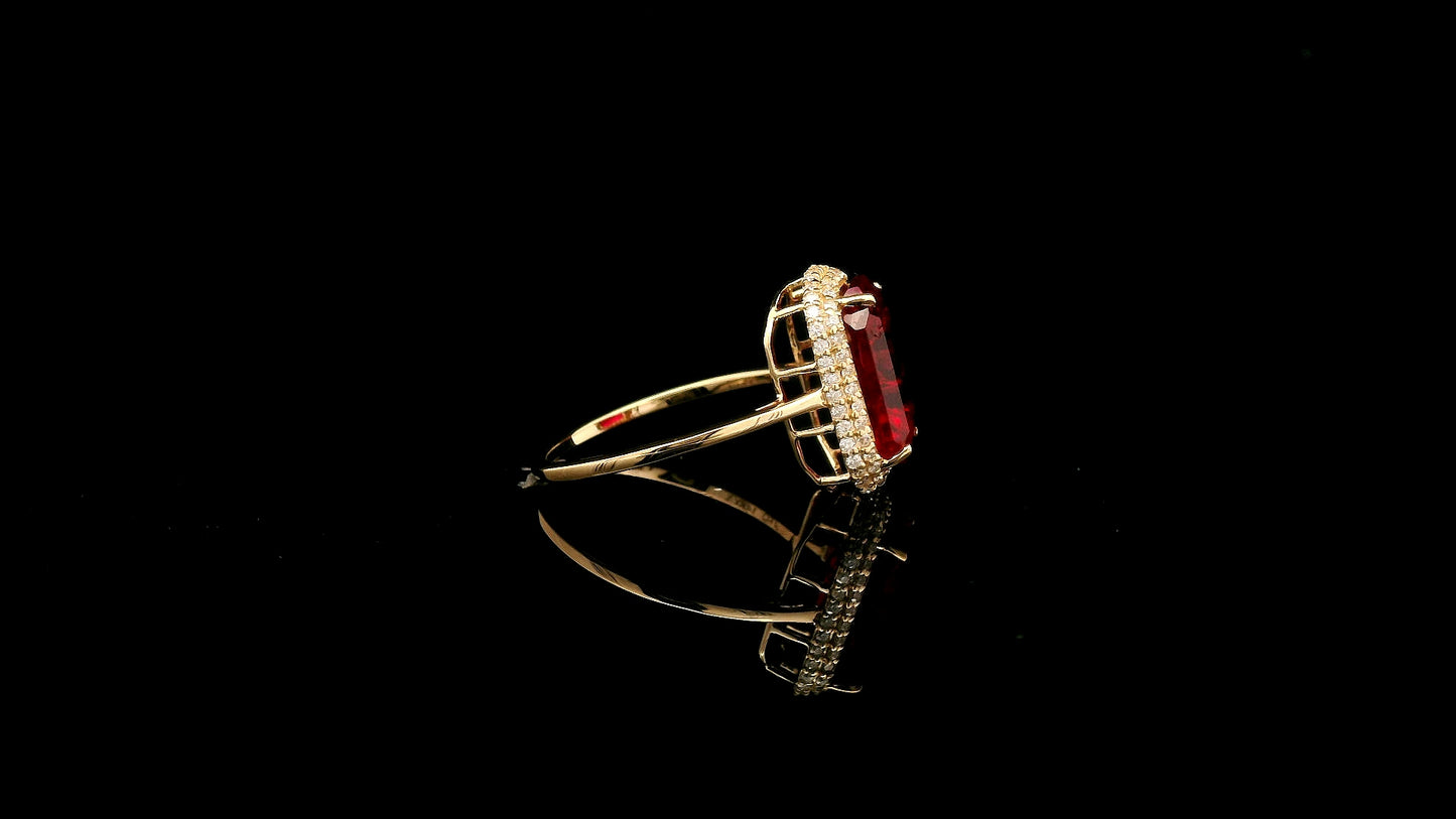 5.17 Ct Octagon Lab Grown Ruby 14K Gold Ring