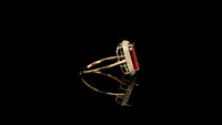 5.17 Ct Octagon Lab Grown Ruby 14K Gold Ring