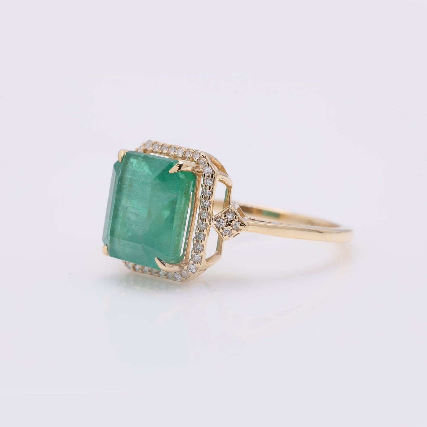 4.61 Ct Octagon Step Cut Natural Emerald 14K Gold Ring