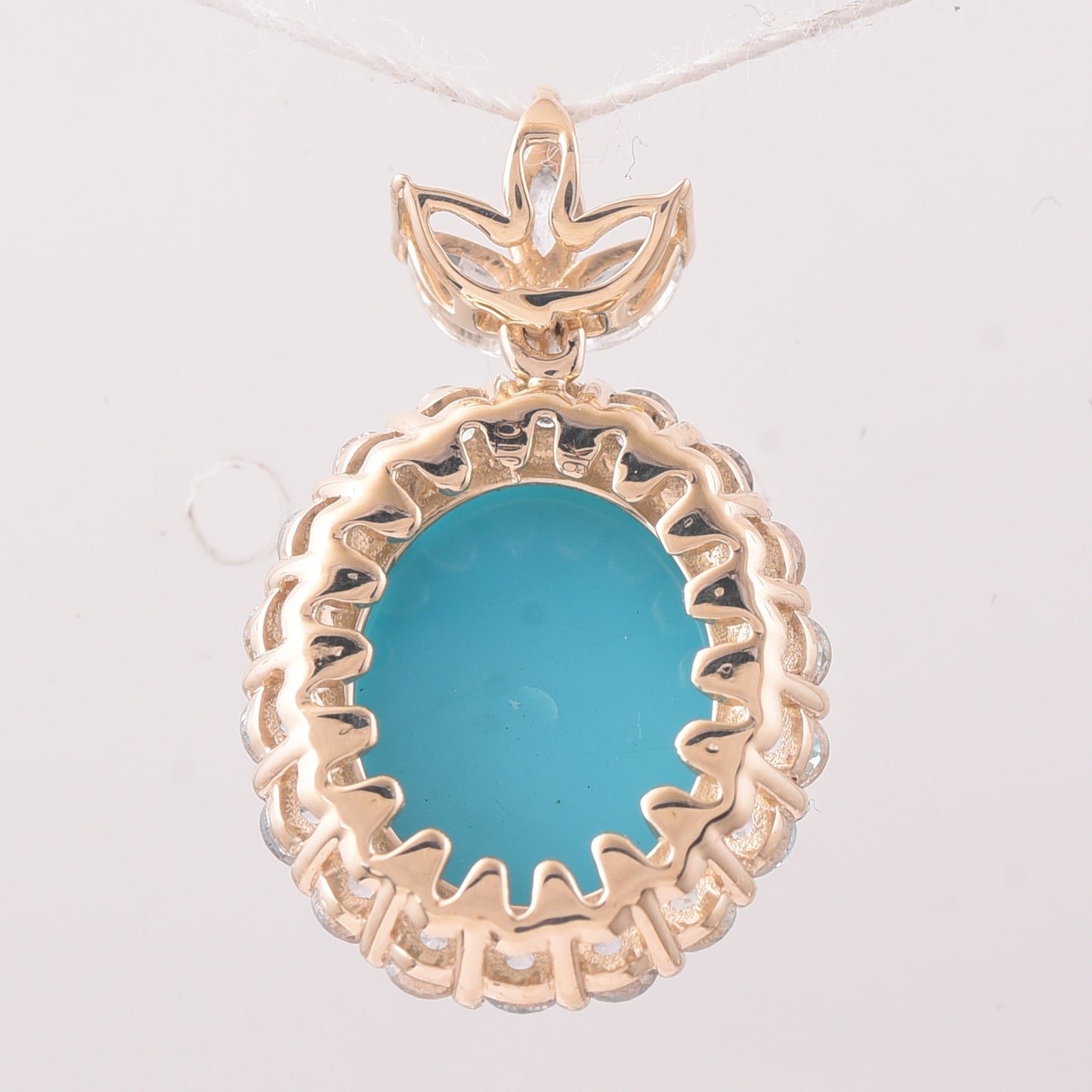 4.60 Ct Oval Turquoise 9K Gold Pendant