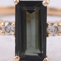 0.81 Ct Rectangle Step Cut Natural Green Tourmaline 14K Gold Ring