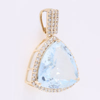 4.53 Ct Triangle Mixed Cut Natural Aquamarine 14K Gold Pendant