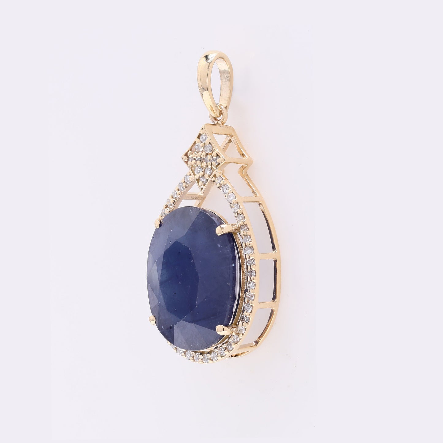 7.32 Ct Oval Mixed Cut Natural Sapphire 14K Gold Pendant
