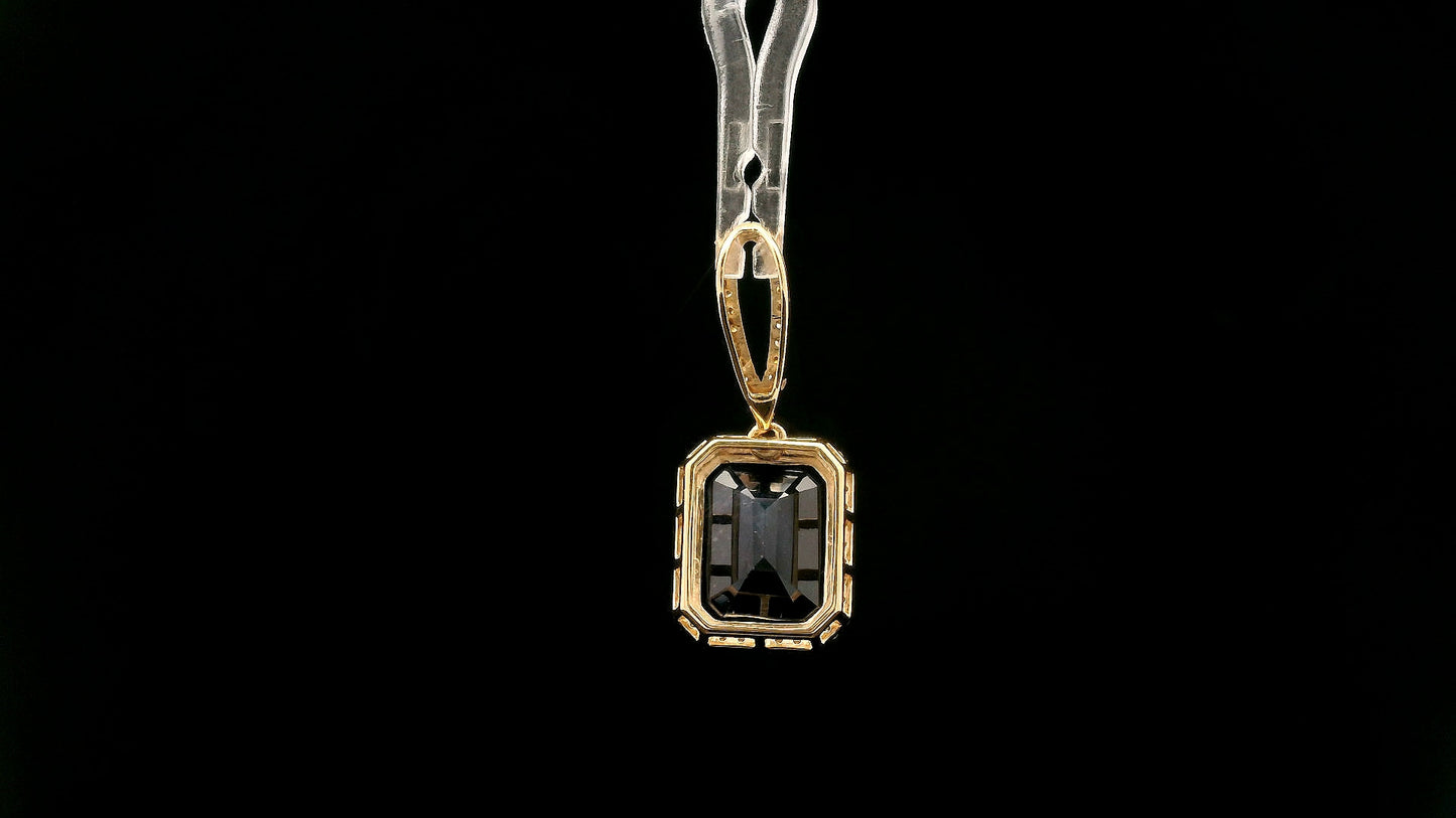 3.41 Ct Octagon Natural Sapphire 14K Gold Pendant