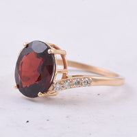 4.23 Ct Oval Natural Garnet 14K Gold Ring