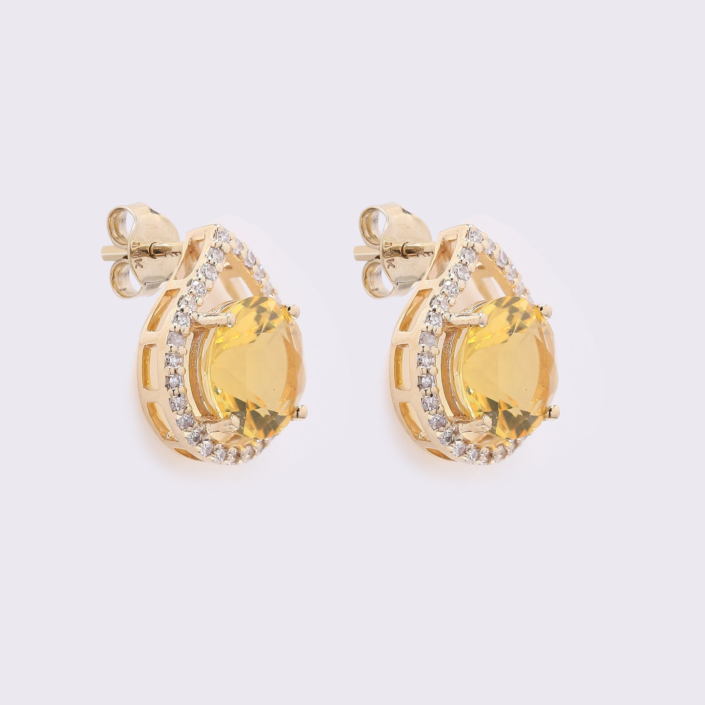 1.84 Ct Round Mixed Cut Natural Fire Opal 14K Gold Earrings