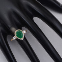 2.30 Ct Pear Emerald 9K Gold Ring