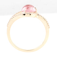 1.55 Ct Round Cabochon Natural Tourmaline 14K Gold Ring