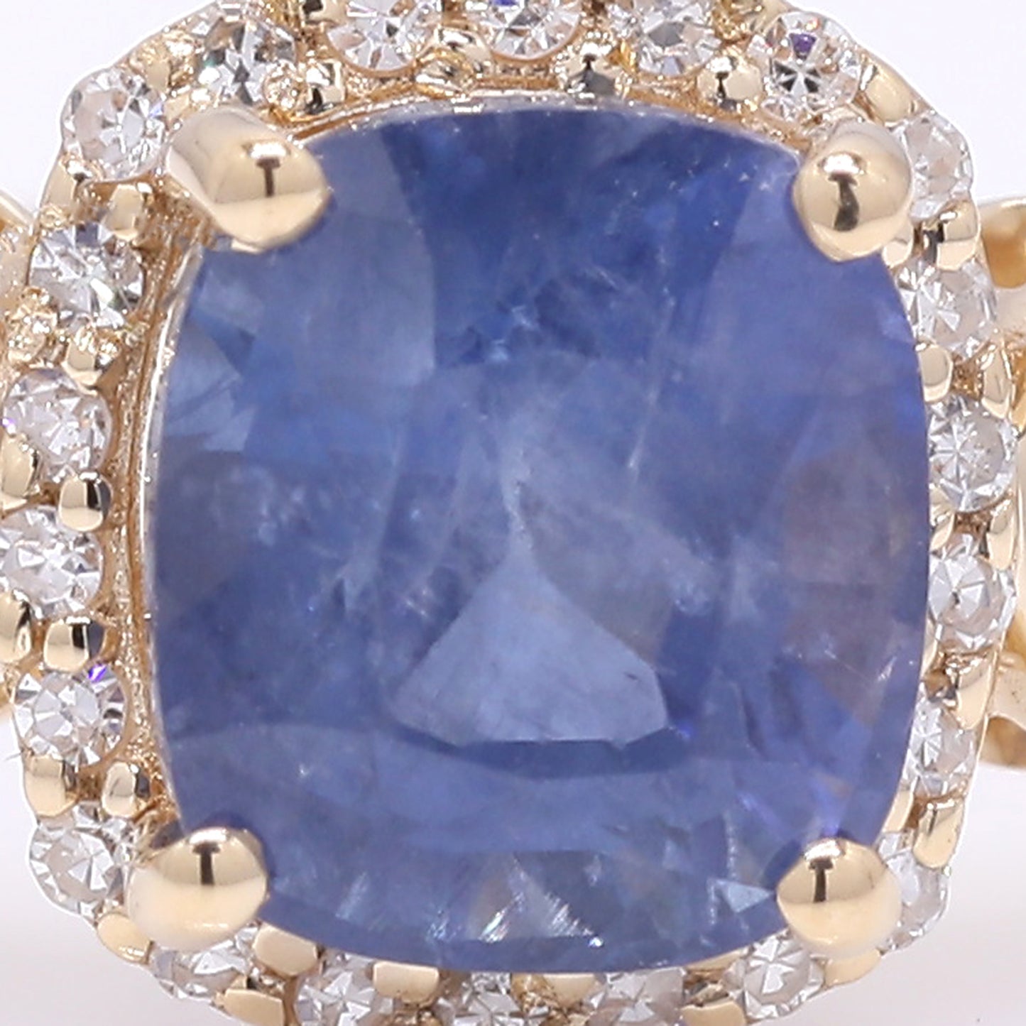 1.94 Ct Cushion Mixed Cut Natural Sapphire 14K Gold Ring