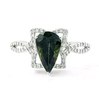 1.51 Ct Pear Mixed Cut Natural Green Tourmaline 950 Platinum Ring