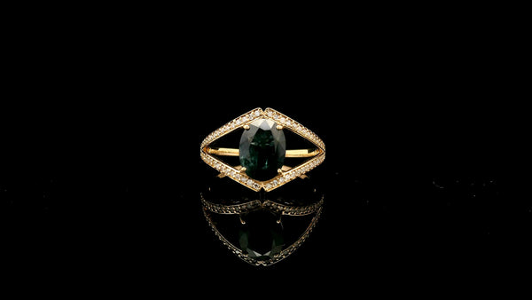1.75 Ct Oval Natural Sapphire 14K Gold Ring