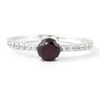1.00 Ct Round Garnet, Cubic Zirconia, 925 Sterling Silver Ring