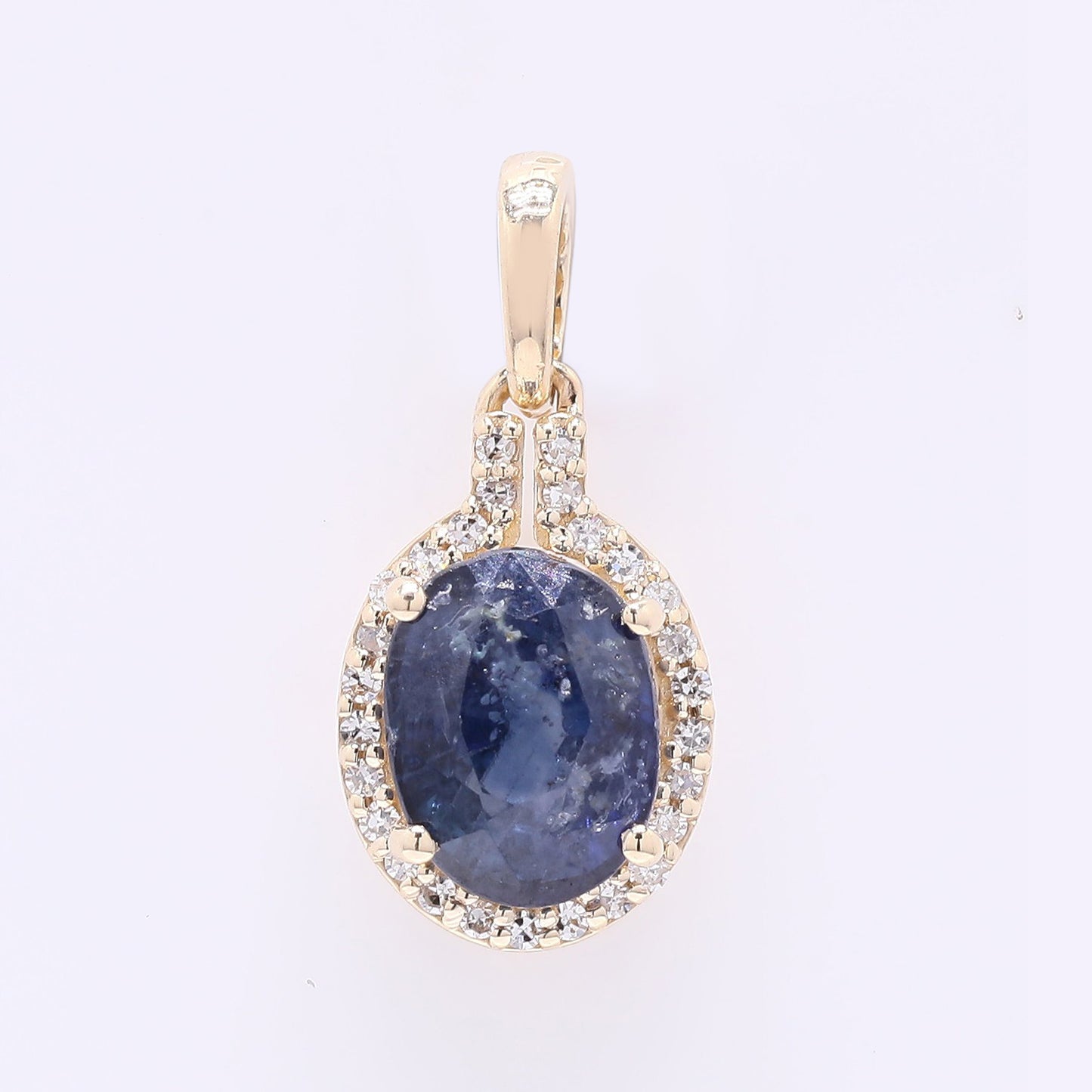 2.21 Ct Oval Mixed Cut Natural Sapphire 14K Gold Pendant