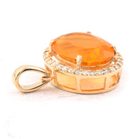1.85 Ct Oval Mixed Cut Natural Fire Opal 14K Gold Pendant