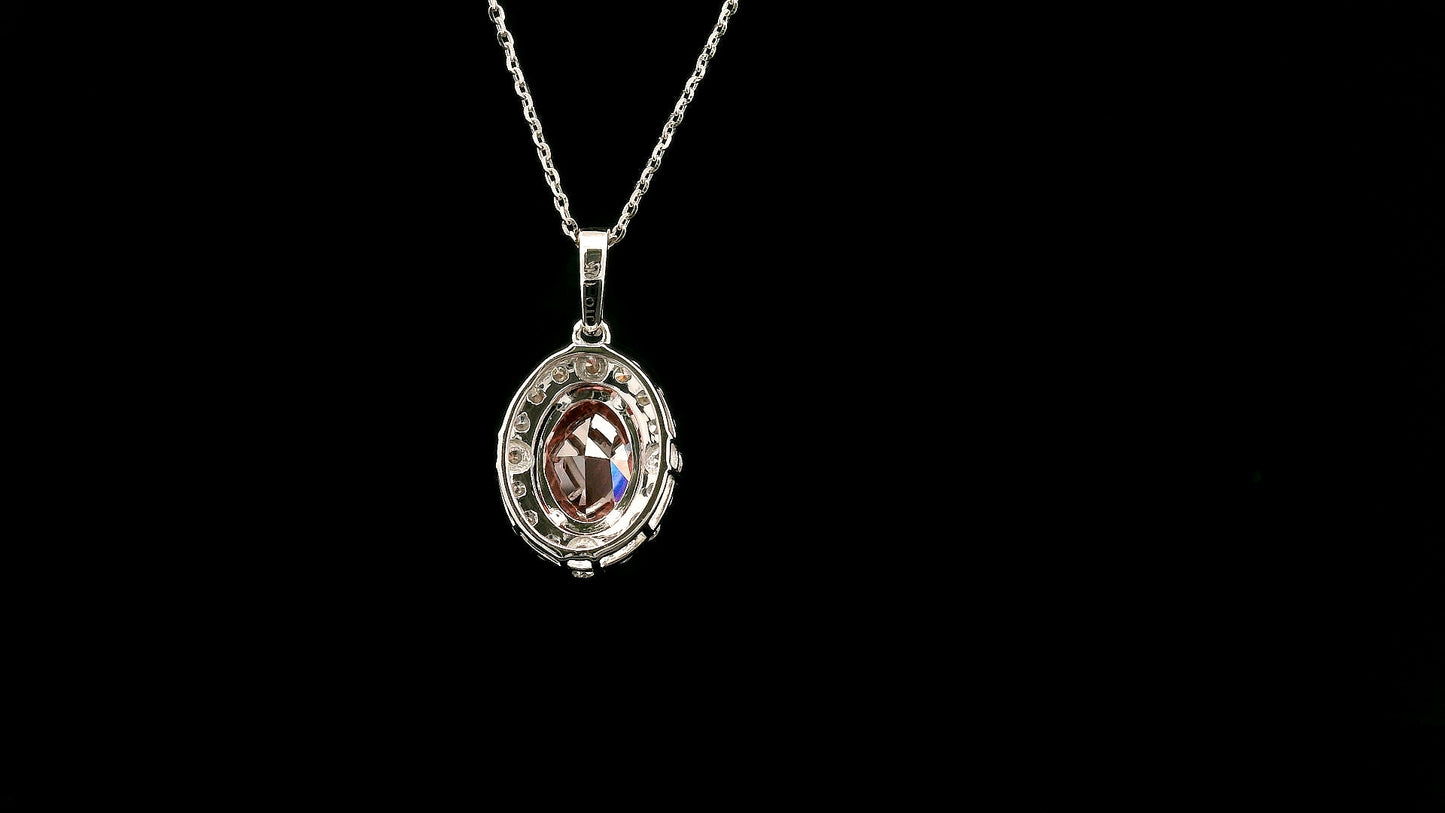 2.53 Carats Pink Lab Grown Diamond 14K Gold Pendant