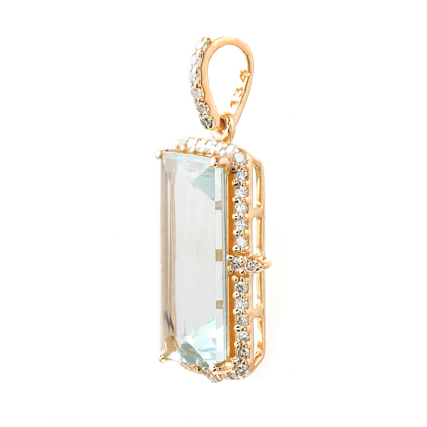 2.39 Ct Baguette Aquamarine 14K Gold Pendant