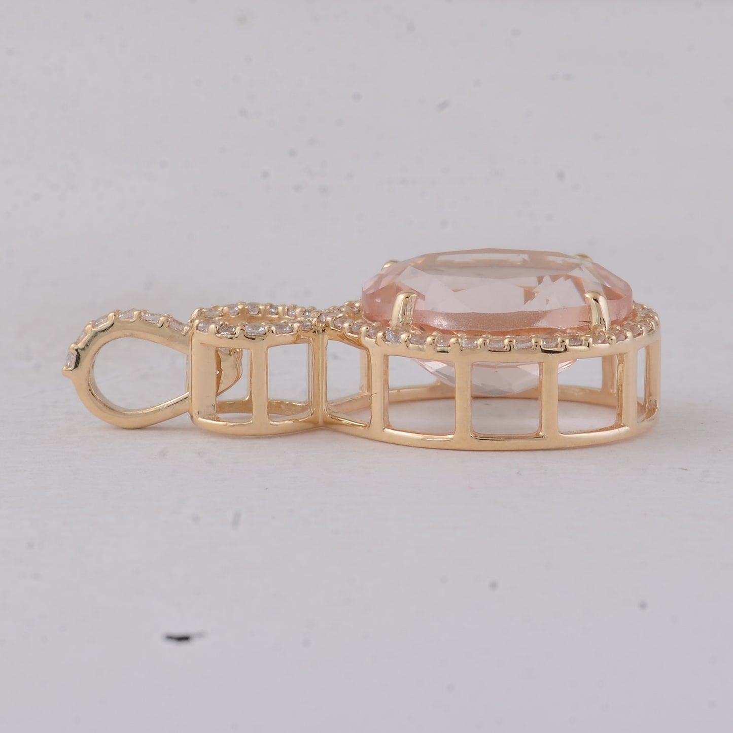 3.56 Ct Oval Morganite 9K Gold Pendant