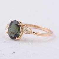 1.57 Ct Oval Natural Green Tourmaline 14K Gold Ring