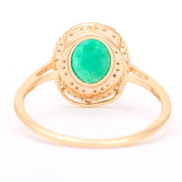 1.40 Ct Oval Mixed Cut Natural Emerald 14K Gold Ring