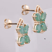 2.05 Ct Oval Natural Emerald 14K Gold Earrings