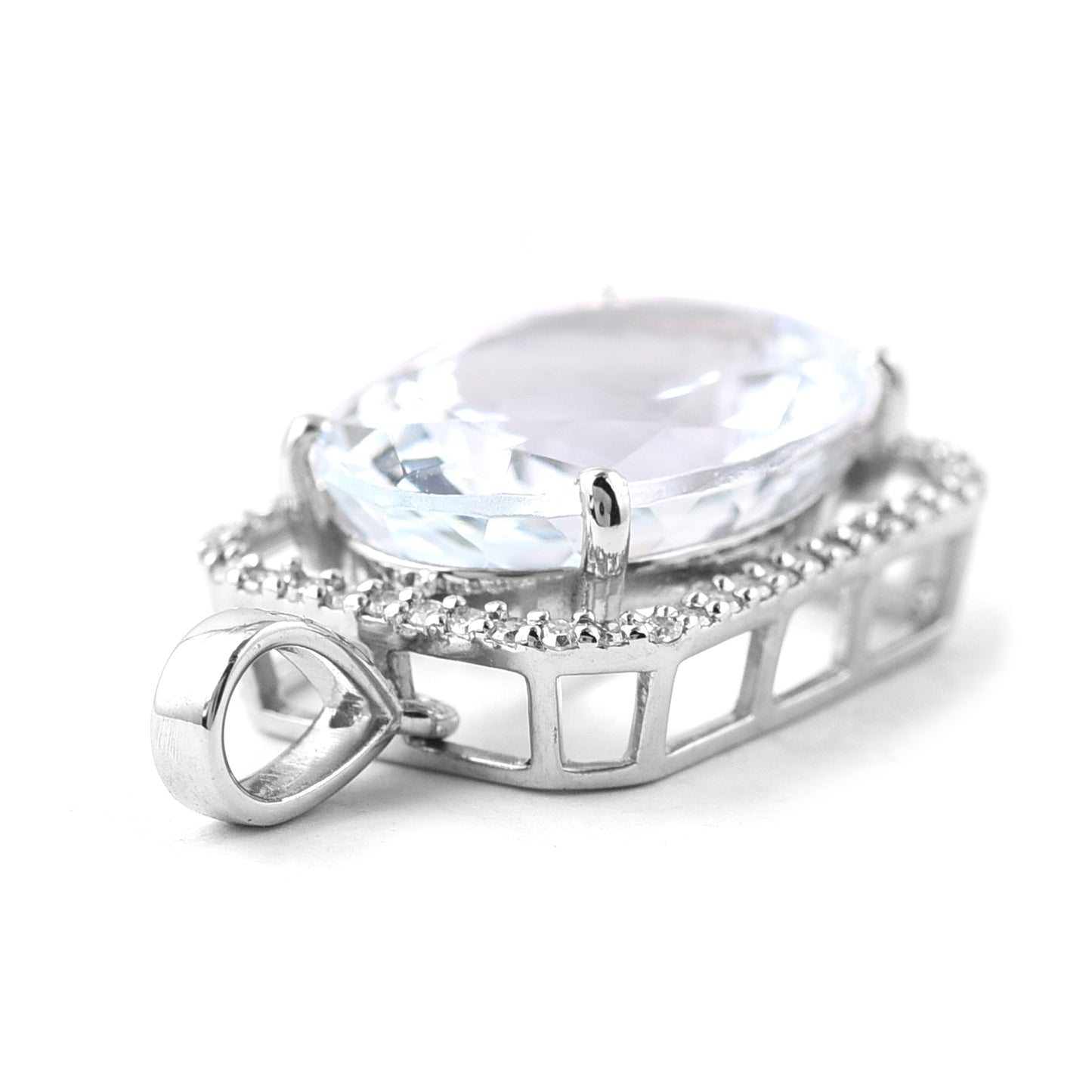 5.27 Ct Oval Mixed Cut Natural Aquamarine 950 Platinum Pendant