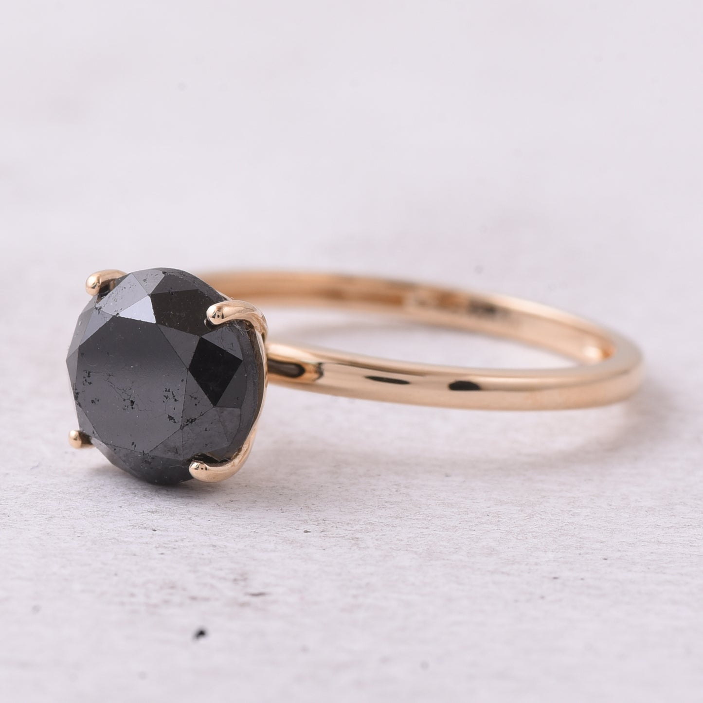 3.03 Ct Round Black Diamond 14K Gold Ring