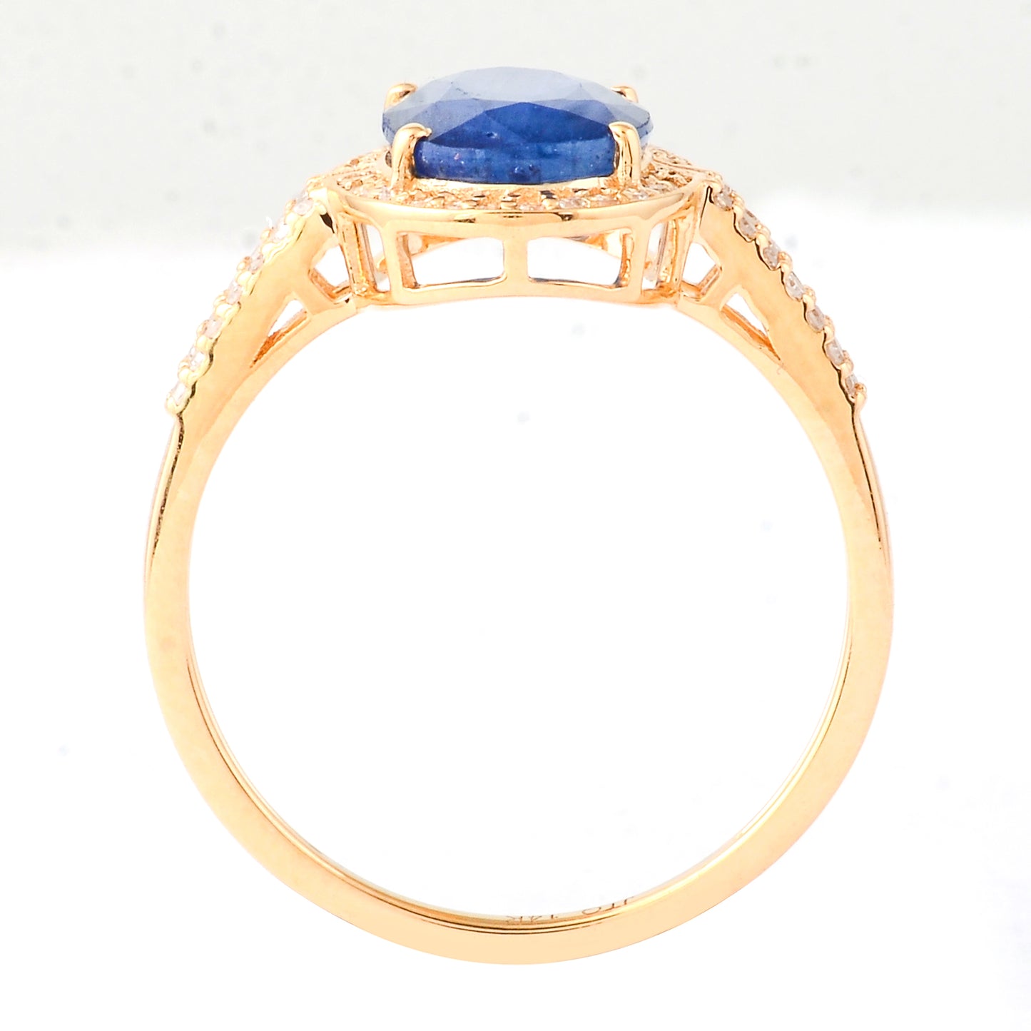 2.97 Ct Oval Mixed Cut Natural Sapphire 14K Gold Ring