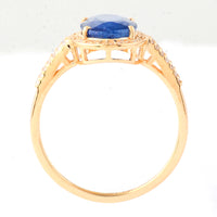 2.97 Ct Oval Mixed Cut Natural Sapphire 14K Gold Ring