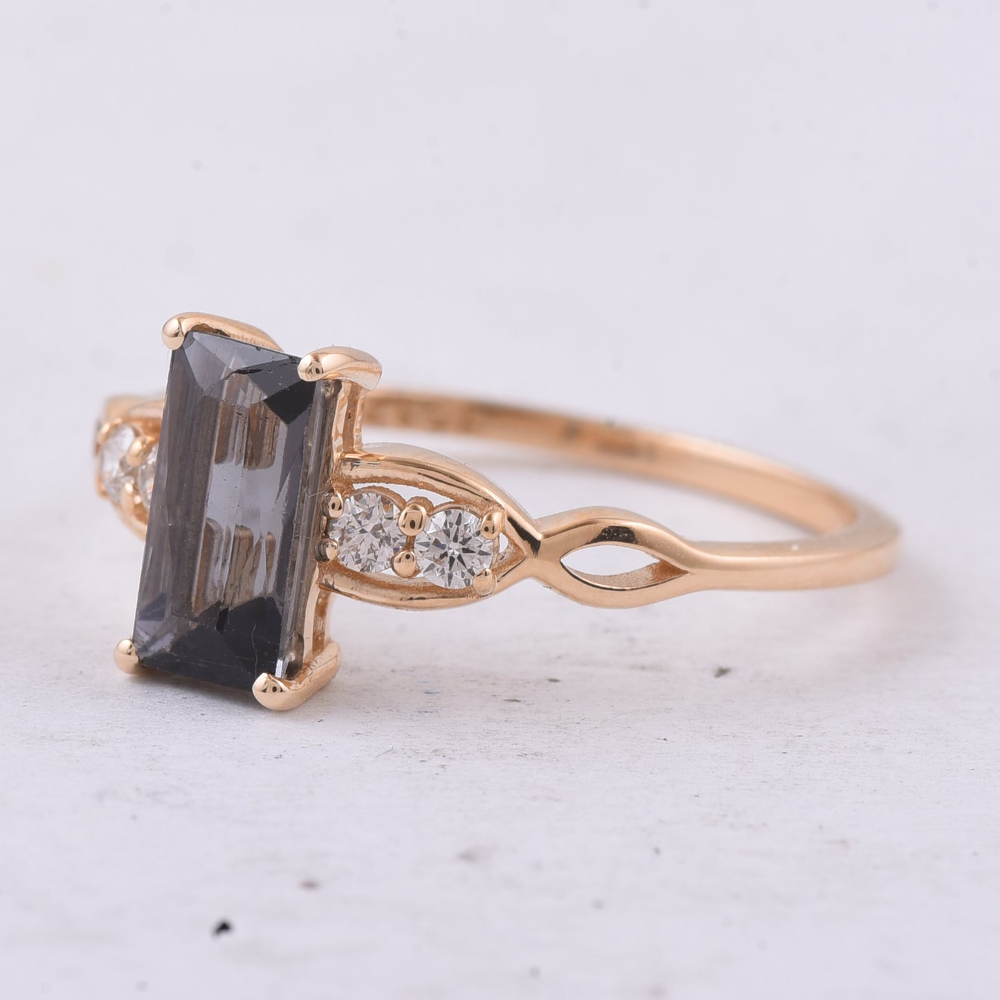 0.99 Ct Rectangle Natural Tourmaline 14K Gold Ring