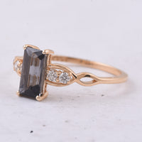 0.99 Ct Rectangle Natural Tourmaline 14K Gold Ring