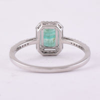 1.15 Ct Octagon Step Cut Natural Emerald 950 Platinum Ring