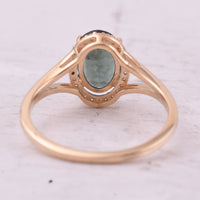 1.39 Ct Oval Mixed Cut Natural Green Tourmaline 14K Gold Ring