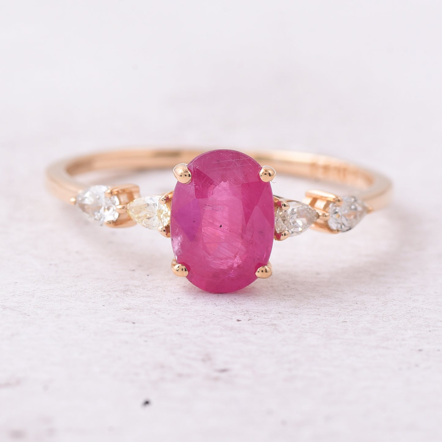 1.71 Ct Oval Mixed Cut Natural Ruby 14K Gold Ring